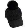 Boll Caps Style Lambskin Hat Ladies Autumn and Winter Warm Wool Baseball Cap Pure Color Justerbar