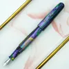 Fountain Penns Fuliwen 017 Harts Akryl Pen Quicksand Purple Big Size Ink med Silver Snake Ring Effm Nib Gift For Office Home 230807