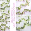 Dekorativa blommor 2 m lång Wisteria Flower Rattan Vine Wreath Wedding Slå Fake Wall Plant Arch Leaf Ivy Decorat G2C6