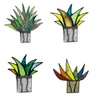 Garden Decorations For Creative Mini Acrylic Aloe Potted Plant Stained Glass Colorful Artificial Fake Agave Home Decoration Ornament