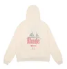 Rhude Sweat à capuche Full Zip Up Sweats à capuche Veste Sweats à capuche Designer High Street Fashion Marque Lettre Broderie Rhude Lâche Terry Sweat à capuche Cardigan 956