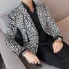 Herrdräkter Leopardtryck High-End trenddräkt Jacket Slim Two Single Row Banquet British Fashion Handsome Casual West