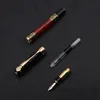 Fountain Pens High Quality Plumas Golden Carving Mahogny Luxury Business School Student Office Supplies Pen Ink 230807