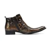 Stivaletti moda uomo color bronzo vintage in vera pelle con doppia fibbia stivali da cowboy da uomo vestono scarpe Chelsea Botas