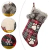 Christmas Decorations Plaid Plush Stockings Reusable Decorative Party Festive Decor SP99