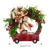 Decoratieve Bloemen Kerstmis Rode Vrachtwagen Krans Drie Boog Decoraties Deur Opknoping Decoratie Halloween