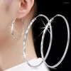 Boucles d'oreilles créoles 1 paires étincelant grand cercle couleur argent cuivre pour les femmes à la mode ronde décontracté fête oreille bijoux
