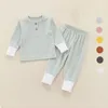 Ensembles de vêtements bébé vêtements tricotés coton fille costumes unisexe blanc vert enfant en bas âge garçon pull ensemble né coréen automne hiver enfants tenues