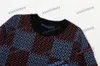 xinxinbuy Men women designer Sweatshirt Hoodie Checkerboard letter printing sweater gray blue black white XS-L