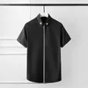 Minglu Solid Color Mens Shirts Plus Size 4XL Five Star Embroidery Short Sleeve Mens Dress Shirts Fashion Slim Casual Man Shirts