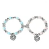 Strand 2pcsVintage Noctilucent Couple Bracelet Pour Femmes Mode Coeur Creux Perlé Boucle Magnétique Fleur Artisanat