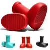 MSCHF duże czerwone buty z pudełkiem dla dzieci designerskie buty chłopięcy i dziewcząt kreskówki deszczowy but grube dno botki gumowe buty gumowe 27-47 EUR
