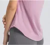 Womens lu Yoga Love T-shirt Summer Top LL Womens Round Collar Short Sleeve Elastic Breathable Sports Fitness Solid Color