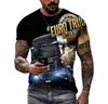 Męskie koszule T 3D Wysokie rozwadanie drukowania letniej mody klasyczny Trend ciężarówki Trend harajuku T-shirt O-Neck Owwrotne luźne krótkie rękawy