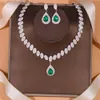 Bruiloft Sieraden Sets Stonefans Prachtige Ronde Kristallen Ketting Set voor Vrouwen Groen Water Drop Afrikaanse Bruids Geschenken 230804