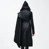 Vrouwen Lederen Duivel Mode Gothic Hooded VrouwenLange Jassen Punk Faux Knappe Jassen Met Afneembare Sjaals Zwarte Overjassen