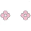 Brincos de prata esterlina 925 rosa trevo de quatro folhas moda elegante feminino terno joias