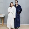 Women's Sleepwear Thickened Flannel Couple Long Robe Kimono Bathrobe Gown Winter Nightgown Loose Warm Coral Velvet Homewear Nightwear