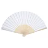 Fani Parasols 12 Pack Hand Trzymanie White Paper Fan Bamboo Folding Handheld złożony do kościoła przyjęcie podtrzymującego Favors DIY Drop Dostawa wydarzenia Dhnnx