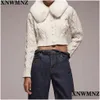 Women'S Knits Tees Women Fashion Contrast Knit Faux Fur Jacket Reverskraag Cardigan Vintage lange mouw vrouwelijke bovenkleding Chic Tops Dhzqt