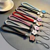 Cell Straps Charms Lucky Clover Chain Lanyard Mobile Charm Keychain Strap Anti-lost Woven Leather Lanyard for Women Jewelry Accessories