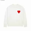 Men's Amis Sweaters New 23ss Paris Fashion Brand Mens Designer Amis Knitted Sweater Embroidered Red Heart Solid Color Big Love Men Women 9ZXM