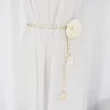 Mode Luxus Designer Kette Taille Gürtel Dekoration Kleid Hemd Hosen Leder Abnehmbare Blumen Frauen Tragen Accessoires Gürtel 110 cm lang