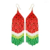 Dangle Oorbellen Trend Long Beaded Tassel Bohemian Fringe Drop Fruit Watermeloen Rice Bead Cadeau-idee voor vrouwen Meisjes Valentijn