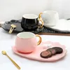 Filiżanki spodki europejski ceramiczny lekki luksusowy kubek z łyżką i sankiem spodek kreatywny domowy śniadanie mleko Mleko latte kubek popołudniowa herbata