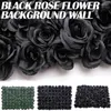 Décoration de fête Rose noire fleur artificielle mur de fond de mariage gothique Halloween Style sombre panneau de soie