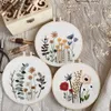 Produtos chineses bordados para iniciantes ponto cruz diy bordado estampado com padrão floral anel de bordado linhas coloridas decoração de casa