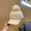 Boll Caps Style Lambskin Hat Ladies Autumn and Winter Warm Wool Baseball Cap Pure Color Justerbar