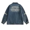 Mens Jackets Denim Jacket Star Patchwork Oversized Loose Blue Jeans Coat Streetwear Hip Hop Cowboy Outerwear Top Man