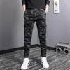 Jeans Masculino Moda de Rua Masculino Bottom Zipper Designer Camuflagem Multi Bolsos Stretch Calça Cargo Casual Hombre Hip Hop Joggers