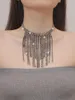 Choker Enkel europeisk och amerikansk Claw Chain Bridal Set Full Diamond Tassel Rhinestone Halsbandsmycken