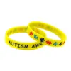 Jelly 50Pcs Consapevolezza dell'autismo Bracciale in gomma Sile inciso e riempito a colori Jigsaw Puzzle Logo Adt Size 5 Colors7767795 Drop Deli Dhgz3