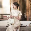 Etnische Kleding Chinese Stijl Vrouwen Print Bloem Cheongsam Vintage Slanke Sexy Qipao Vestido Traditionele Dames Avond Feestjurk Klassieke Qi