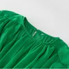 Casual Dresses Break French Advanced Sense Of Wrinkly Thin Everything With Bubble Sleeve Green Careful Machine Bag Arm Cross-border