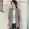 Kadın Suits 2023 Ekose Blazer Coats Kadın Moda Bahar Sonbahar Uzun Kollu İş Ofisi Gündelik Takım Kadın Ceket Dış Giyim