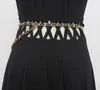 Gürtel frauen Runway Fashion Gestrickte Gold Metall Kette Cummerbunds Weibliche Kleid Korsetts Bund Dekoration Schmalen Gürtel R116