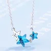 925 Sterling Zilver Blue Star Crystal Hangers Kettingen Voor Vrouwen Party Luxe Designer Sieraden Gratis Verzending Aanbiedingen GaaBou L230704