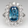 ウェディングリングHuitan Bling Blue Cubic Zirconia Women for Ceremony Party Goggeous Lady's Finger-Ring Gift Statement Jewelry