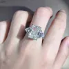 PANSYSEN Sparkling Solid 925 Sterling Silver 6ct D Color 3EX Radiant Cut High Carbon Diamond Wedding Engagement Ring Women Gift 230804