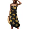 Casual Dresses Pockets Midi Bohemian Women Printing Swing Dress Down Button Women's With Buttons