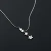 925 Sterling Silver Star Tassel Necklace Glitter Zircon Fempointed Star Pendant Female Simple ClaVicle Chain High Jewelry Gift L230704