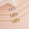 Pendant Necklaces Love Infinity Symbol Necklace With Stone Heart Trendy Women Valentine's Day Gift For Your Wife Girlfriend