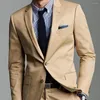 Costumes pour hommes Hommes Mariage Blazer Marié Formel Masculino Champagne Simple Boutonnage Revers Entaillé Deux Pièces Veste Pantalon Manteau Coupe Slim