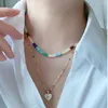 Colliers pendants Collier de perles de pierre naturelle colorée à la main multicouche ensemble pour les femmes Love Chain Holiday Daily Dopamine Jewelry AXW0