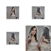 Bridal Veils Romantic Accesories Applique Lace Handmade Vintage Two Layer White Ivory Drop Delivery Party Events Accessories Dhvfb