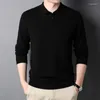 Erkek Sweaters Minglu Kaşmir Örme Polo Gömlek Lüks Yün Uzun Kollu Düz Renk Bahar Sonbahar Gündelik Basit Erkek 3xl